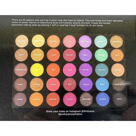 Profusion 35 Shade Festival Eyeshadow Palette Vibrant Multi-Finish Makeup NEW - Picture 5 of 7